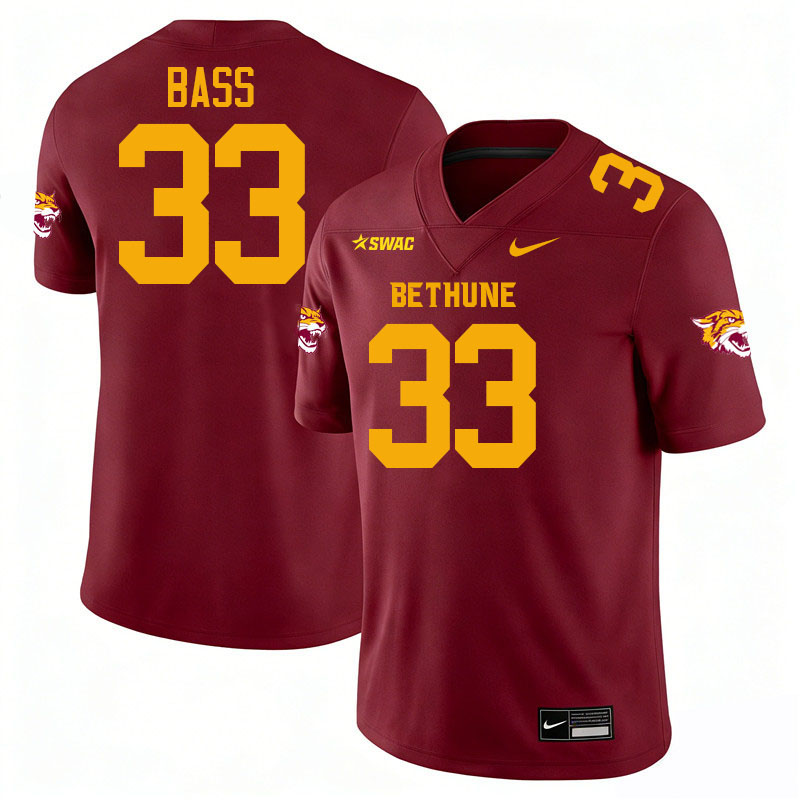 Bethune-Cookman Wildcats #33 Cornelious Bass College Football Jerseys,Uniforms-Maroon